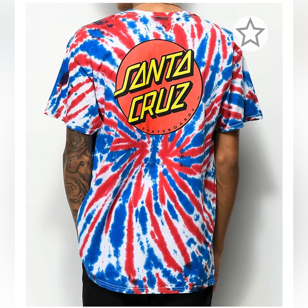 Santa Cruz Classic Dot union jack tie Dye t-shirt graphic tee large